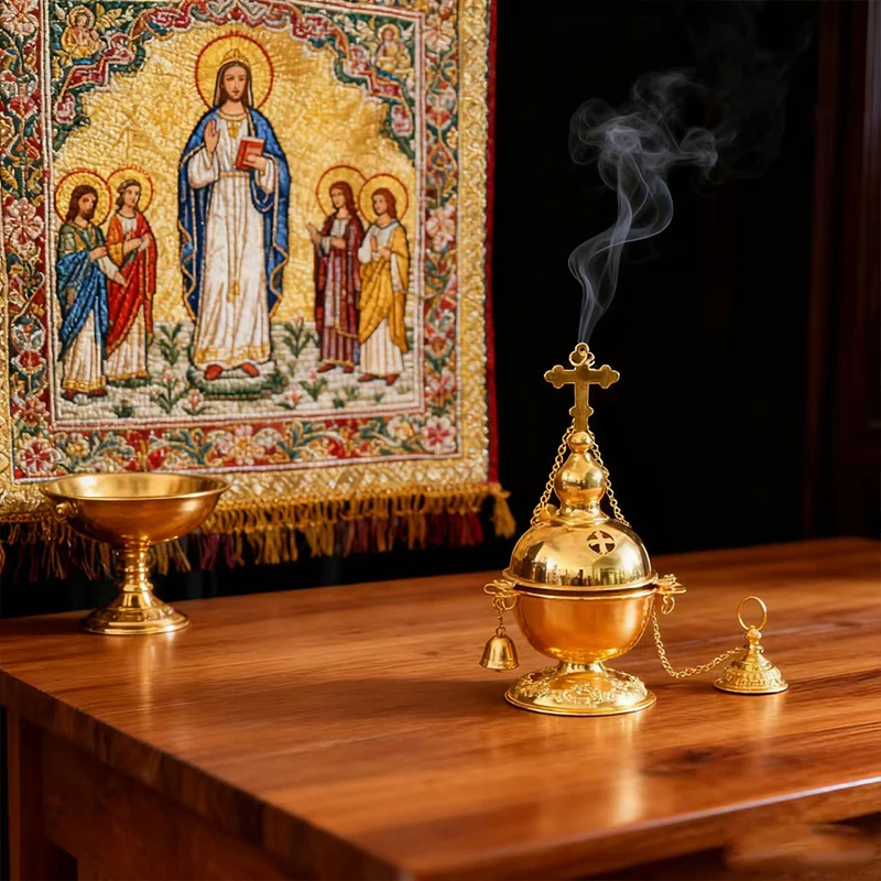 Neuer Orthodoxer Christlicher Weihrauchbrenner mit klassischem heiligem Muster, exklusiv für gläubige Anhänger, heilig und respektvoll. – Detail 7