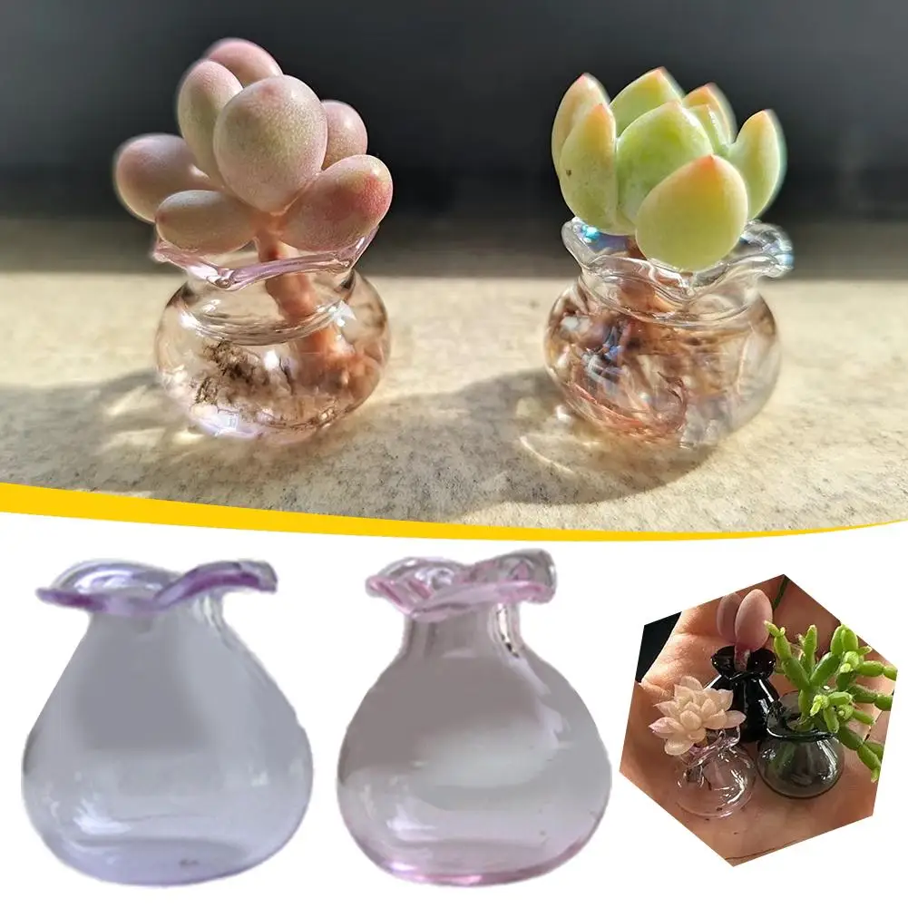 New Mini Glass Flowerpot Vase DIY Furniture Toys Dollhouse Miniature Accessories H0Z0