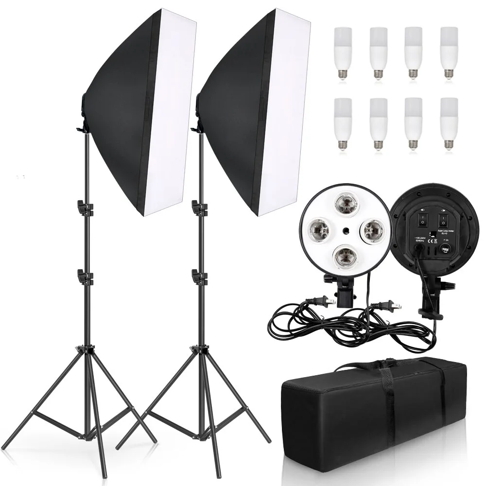 

2 PACK Photography Lighting Kit Professional Photography 50x70CM E27 Photo Studio Camera Feflector Photo Video Shooting Softbox