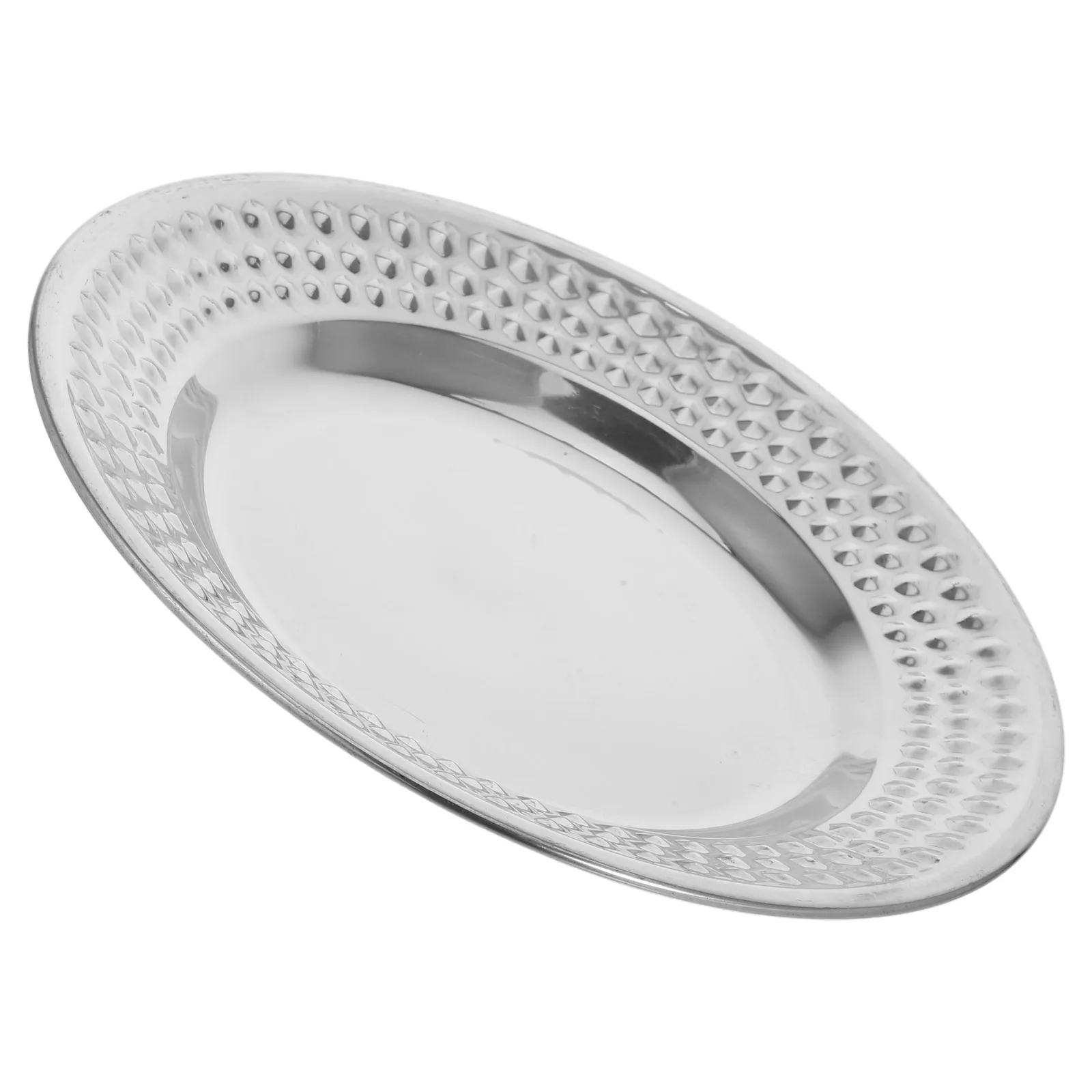 

s Stainless Cake Pan Decorative Plates Round Hammered Texture Snack Dessert Display Easy Reusable Dining Plate Storage Party