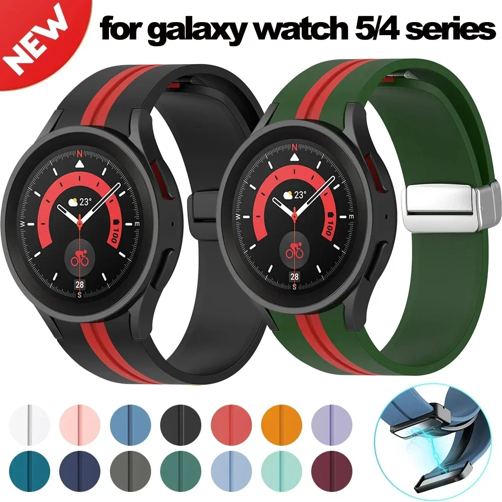 Silikonarmband für Samsung Galaxy Watch 5 4 6 40 mm 44 mm Uhr 5 Pro 45 mm Magnetarmband Galaxy Watch 6 4 42/46 mm 47/43 mm Armband