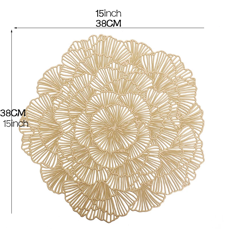 4/6PCS Rose Placemat คนรักดอกไม้พิเศษ Rose Shape PVC Hollowed Out Dinner Mat Christmas Party ตาราง Coaster