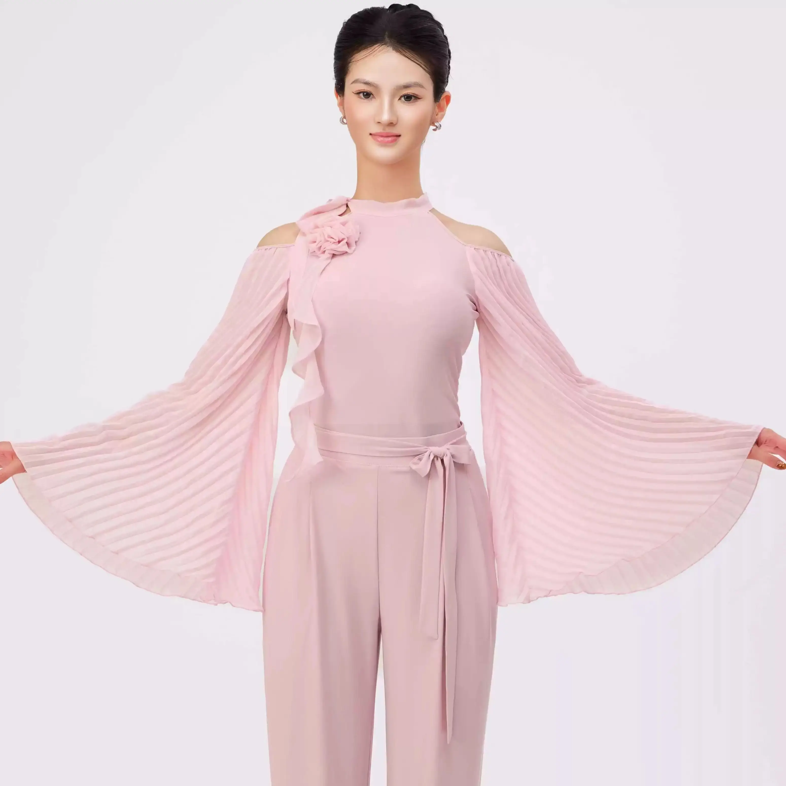 

2025 Modern Dance Long Sleeve Off Shoulder Top Waltz National Standard Dance Practice Clothing Latin Dance Clothes Women DN21920