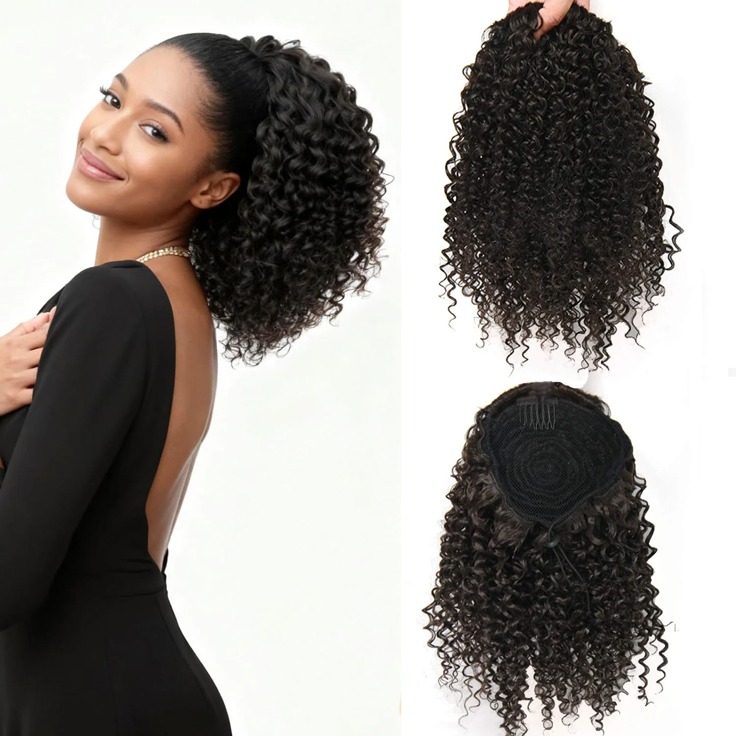 

Синтетический короткий афро-хвост с кудрями для афроамериканских женщин, накладной хвост-шиньон