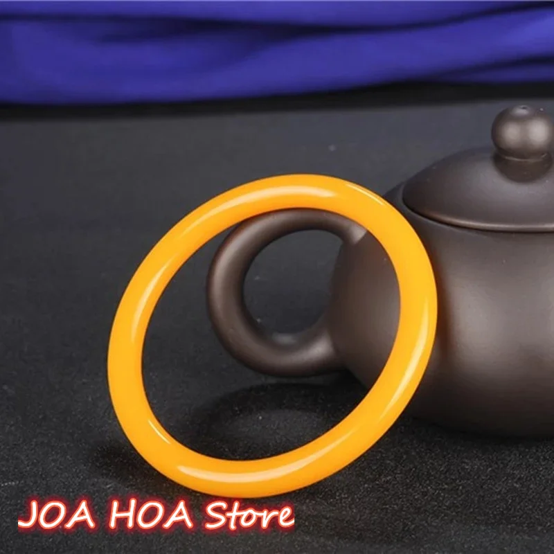 Natural Orange Yellow Hand Carved Round Jade Bracelet Fashion Boutique Jewelry Men's And Women's Accessories