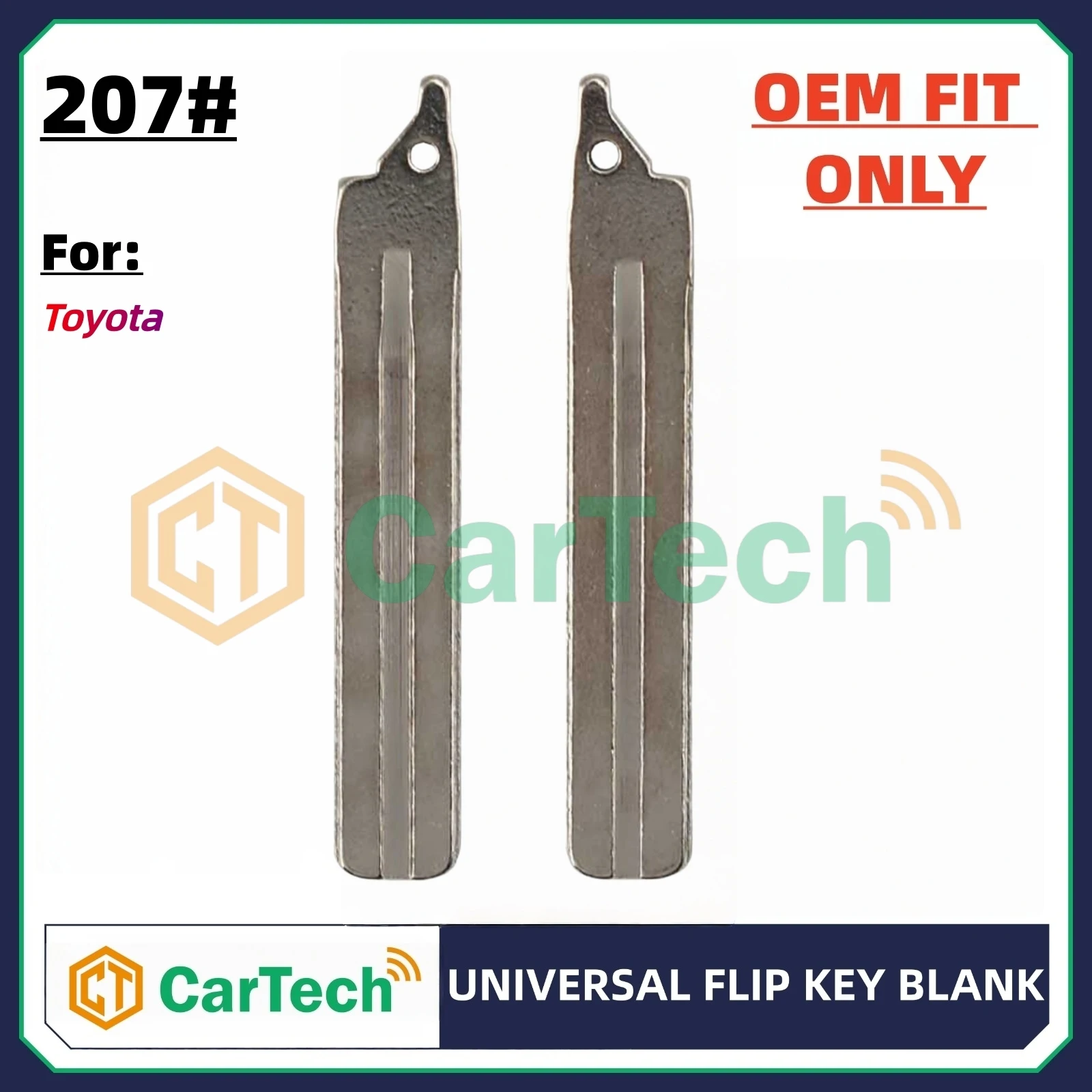 Cartech  207# OEM Style Uncut Blank Key Blade Replacement for Toyota Original Remote Key