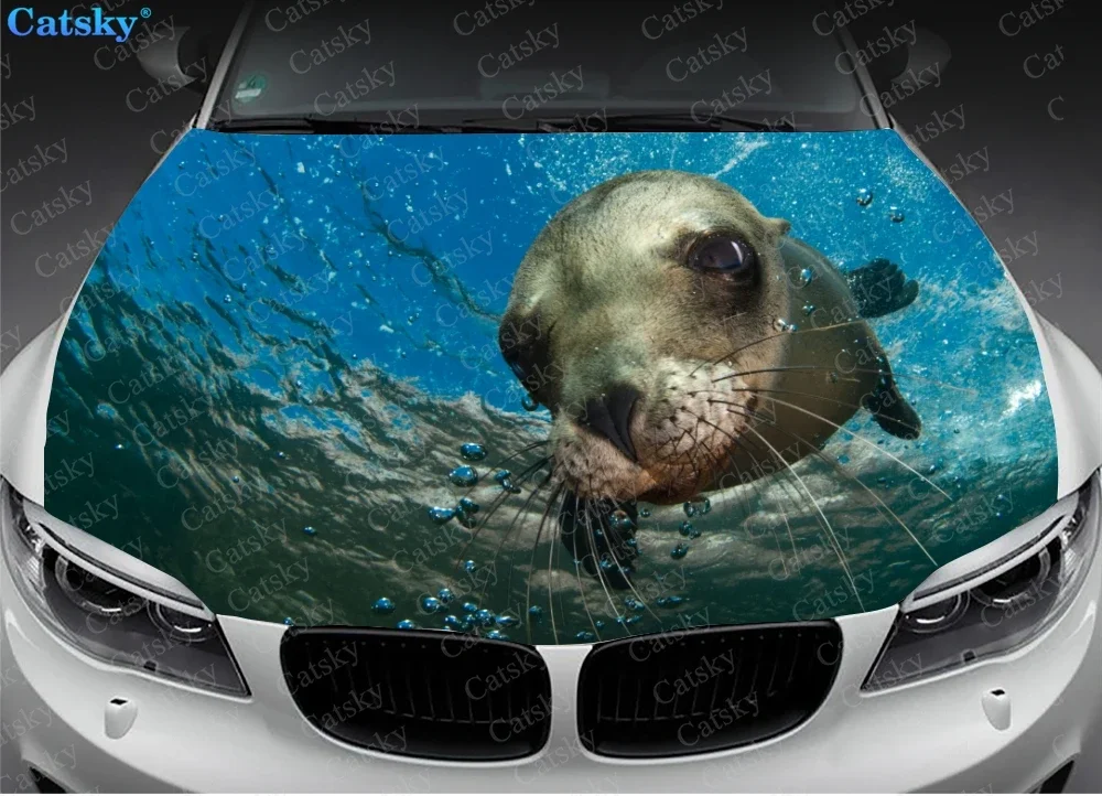 sea lion animal Car Hood Decal Vehicle Decals Vinyl Sticker Auto SUV Wrap Stickers Truck Graphic Cars Bonnet Vinyls