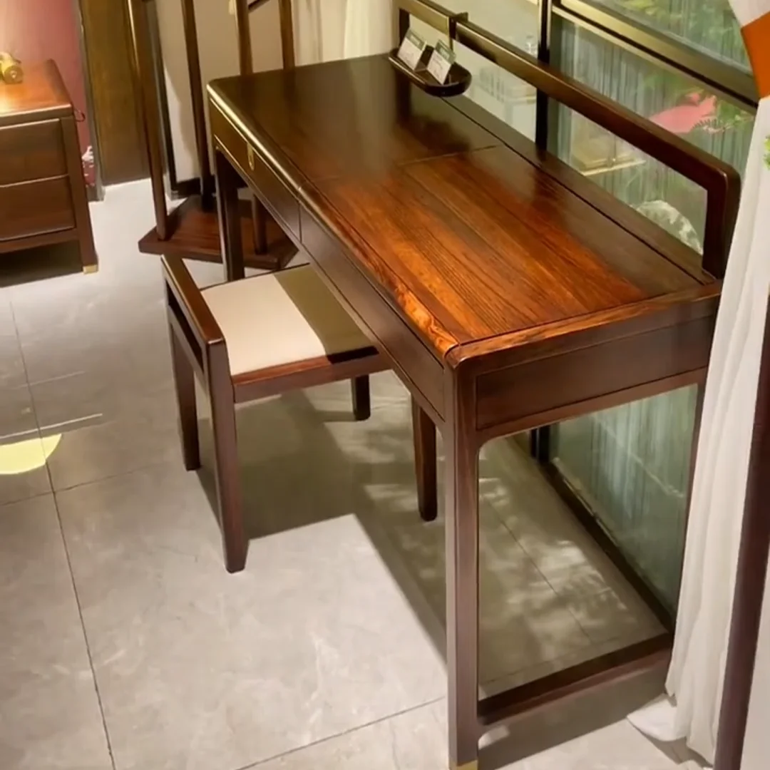 YX New Chinese ebony desk and chair light luxury solid wood zen calligraphy office computer desk