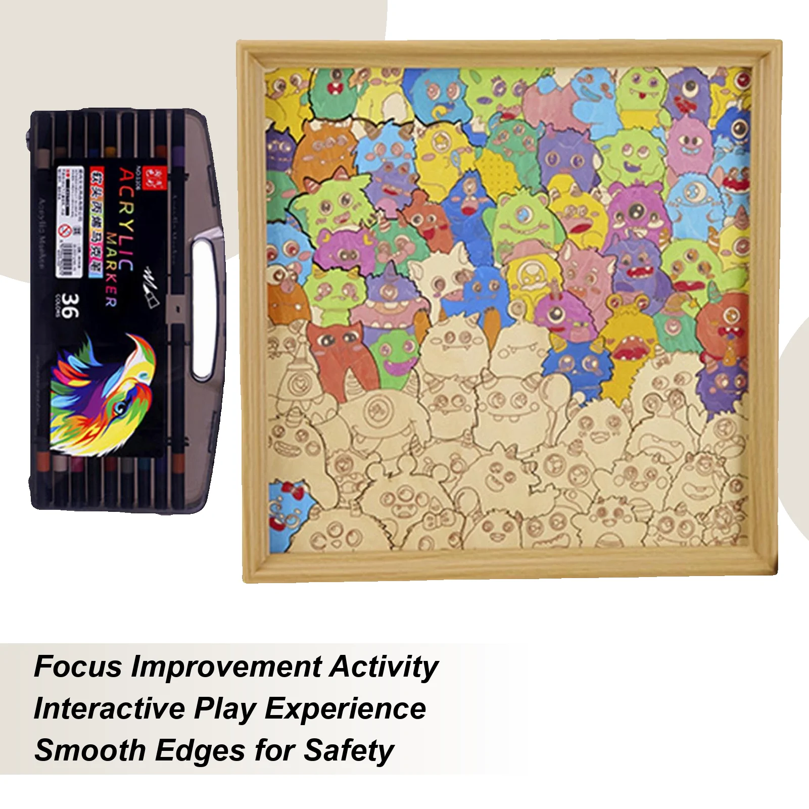 Wood Puzzles Educational Wood Fun Toy Decor Challenging Jigsaw Puzzles For Kids Boy Wall Shelf Home Family Friends Indoor