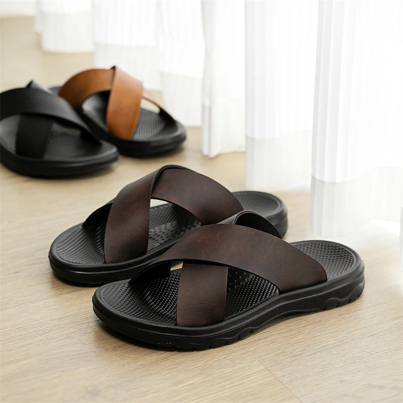 Men's Slippers 2025 Summer Large Size Outdoor Beach Casual Sandals Trend Men Shoes Flat Non-slip Comfortable Shoes Zapatillas
