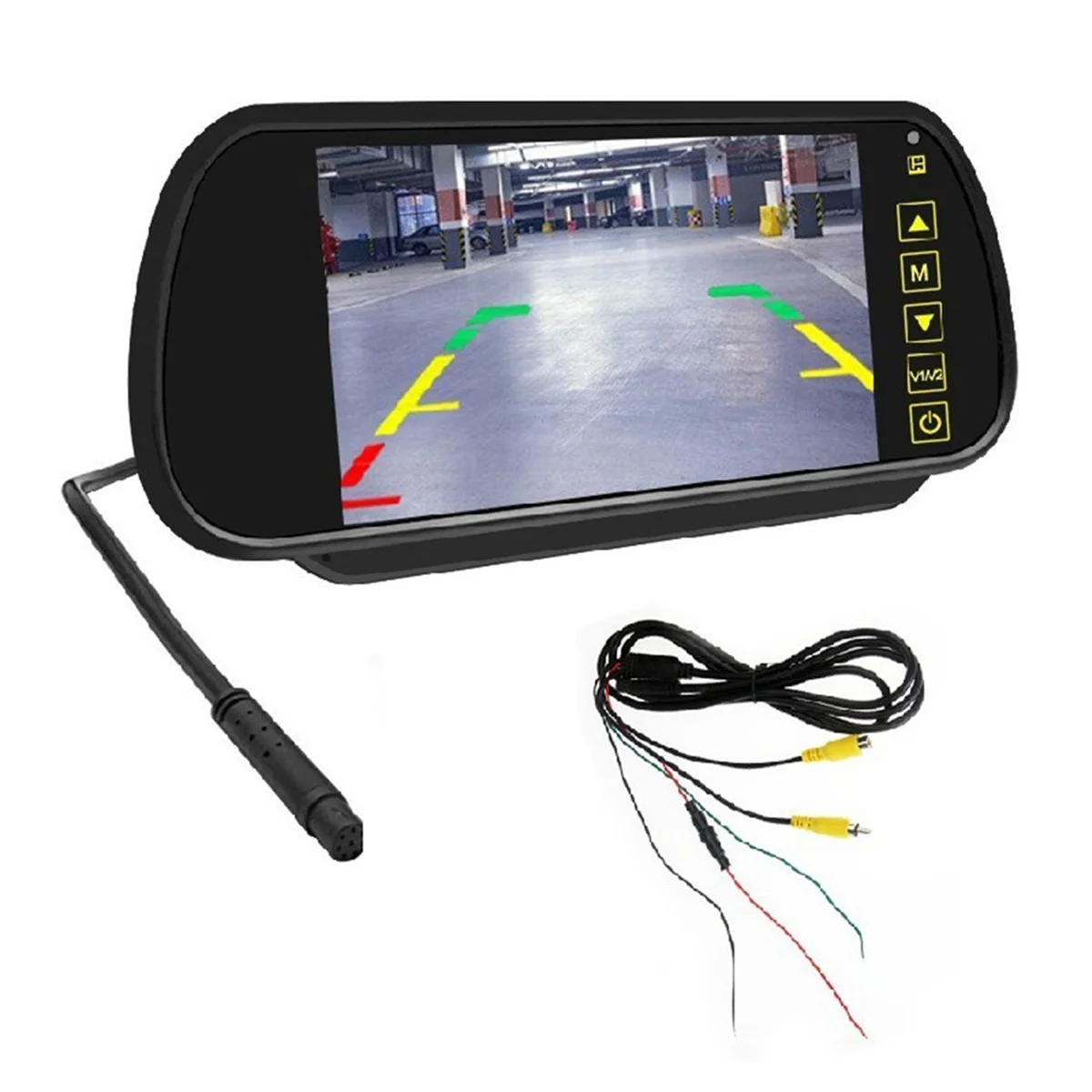 JAS-7 Inch Car LCD Mirror Monitor Parking Screen 2 AV Input Auto Display Assist for Rear View Reversing Camera