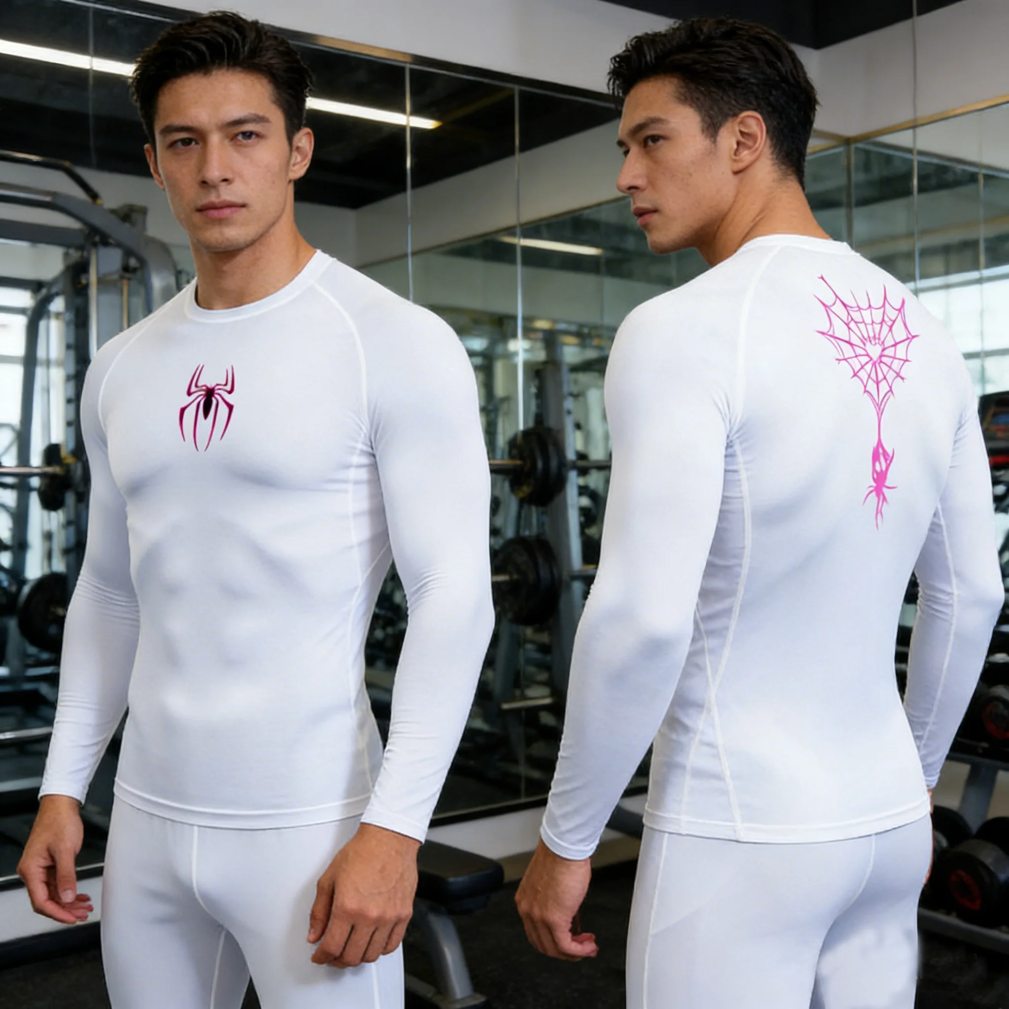 Casual Breathable Lightweight Tight Fitting ,Quick Drying Running Fitness Tight Fitting Sportswear,Minimalist Printed Pattern