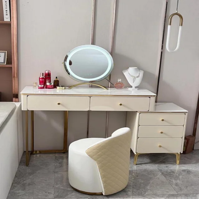 Most popular vanity office desk dresser with led hollywood mirror bedroom furniture dressing table