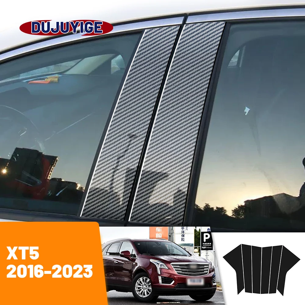 

For Cadillac XT5 2016-2023 2017 2018 2019 2020 2021 Carbon Fiber Window Door Column Deal B C Pillar Post Cover Trim Sticker