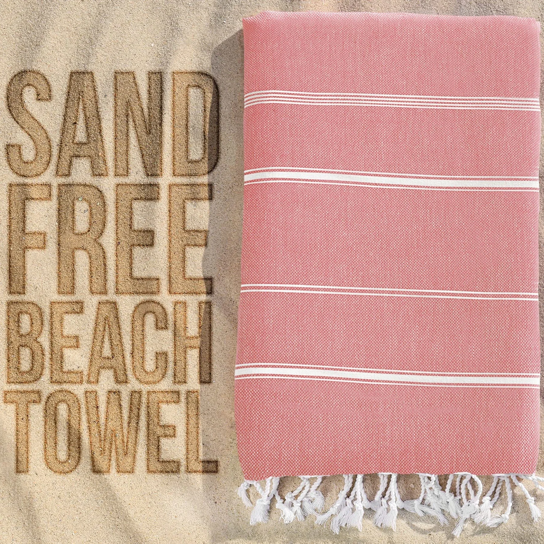 Turkish Beach Towel Oversized 100% Cotton Sand Free Lightweight Towel Absorbent Quick-Dry Beach Blanket Large Pool Bath Towels