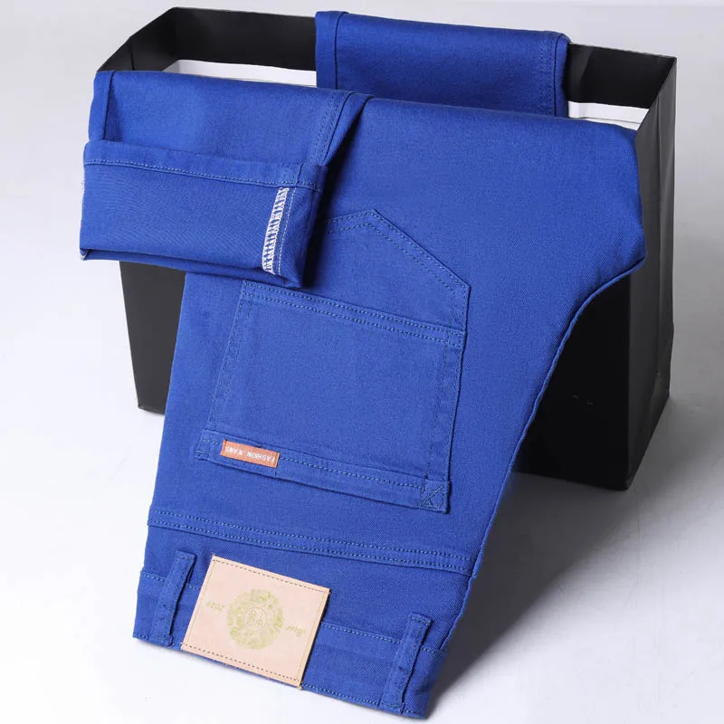 

Новые весенние мужские эластичные хлопковые джинсы армейского зеленого цвета, модные удобные джинсовые брюки больших размеров 42-44, прямые повседневные брюки в деловом стиле