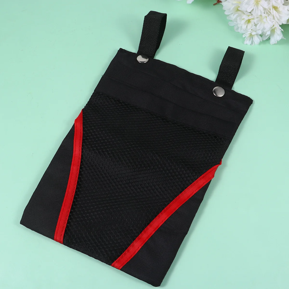 

2Pcs Hanging Bag Bicycle Front Basket Pouch Premium Material Snap Closure Multi-Pockets Electromobile Storage Supplies Black Red
