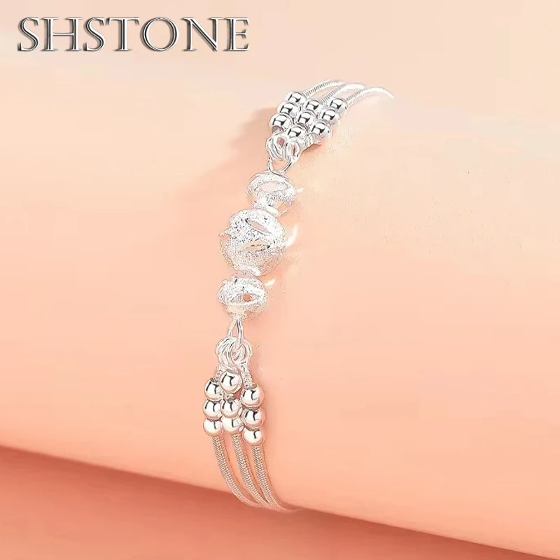 

SHSTONE Luxury 925 Sterling Silver Bracelet for Woman Vintage Original Lucky Beads Ball Bracelets Designer Party Jewelery Gift