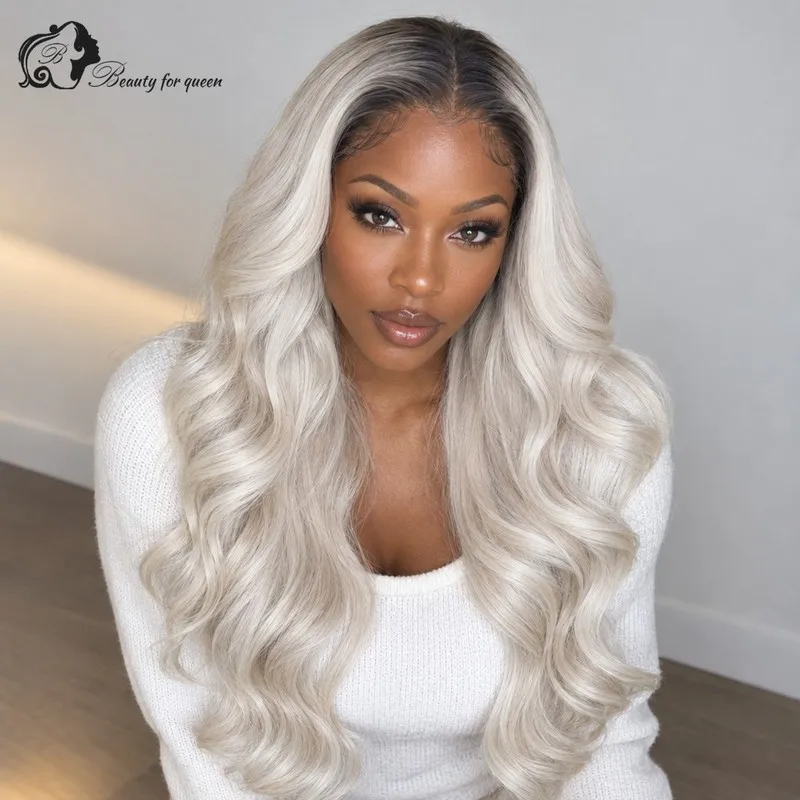 Prom Ice Rooted Ombre Body Wave Wig Long Hot Full Sleek Pro Glue And Go Lustrous Heat Friendly For Women Transparent Cosplay