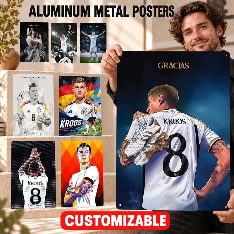 Toni Kroos Aluminum Posters Athletic Action Graphic Sports Lounge Wall Art Customized Metal Sign Collector Gift For Supporters