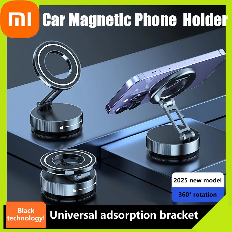 

Xiaomi Car Mount Vacuum Magnetic Holder Foldable Strong Suction Stand For Cell Phone For iphone 16 15 12 13 14 Live Streaming