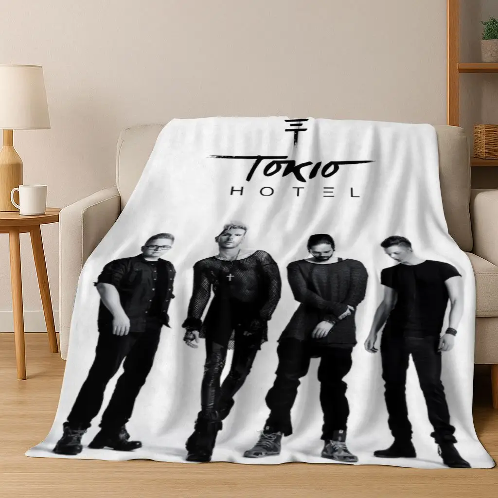 Image of Modische Rock-Musik Tokio Hotel Bill Tom Kaulitz Kunst Flanell-Decke, Gemütliche Weiche Wurfdecke für Zuhause Schlafzimmer Bett Sofa Überwurf Geschenk