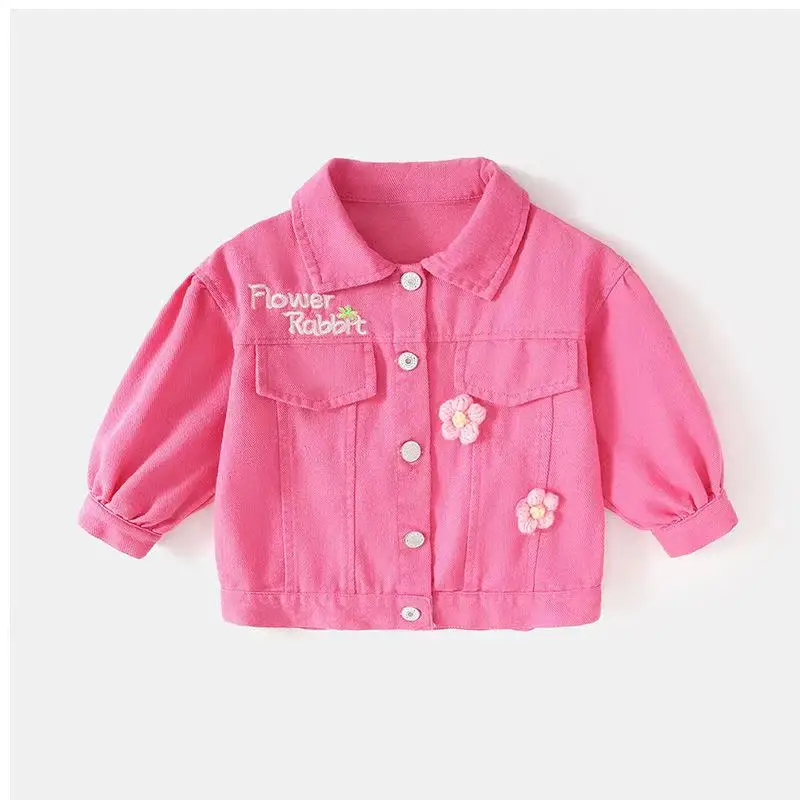 

Spring and Autumn Girls Denim Jacket Children's Fashion Gradient Top Little Girls Baby Spring Pure Cotton Clothes Kids Coat