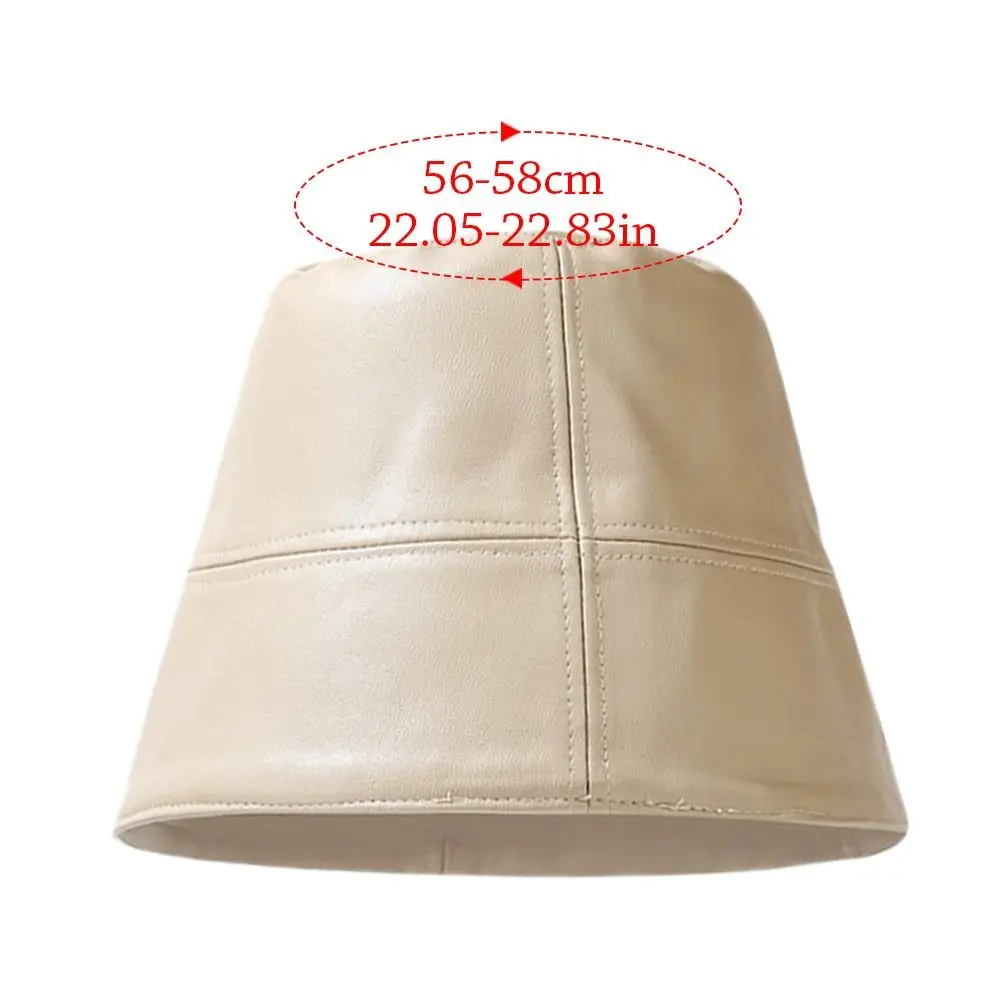 Outdoor Leather Bucket Hat Warm Soft Fisherman Cap Winter Panama Hat for Men Women image 6