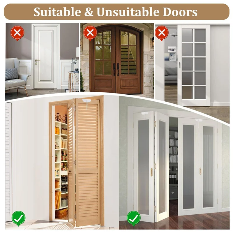 ABFY-2X โลหะ Bifold ประตูล็อค Bi-Fold ประตูล็อคฟรีติดตั้ง, ล็อคสําหรับ Bifold Closet ประตูความปลอดภัย