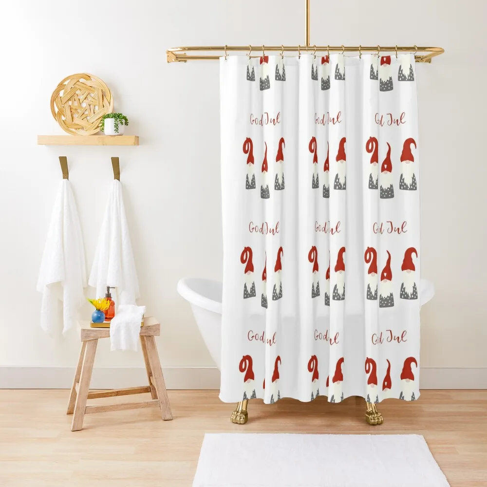 

God Jul 3 tomtar/gnomes Shower Curtain Modern Accessory Bathrooms Bathroom Fabric Curtain