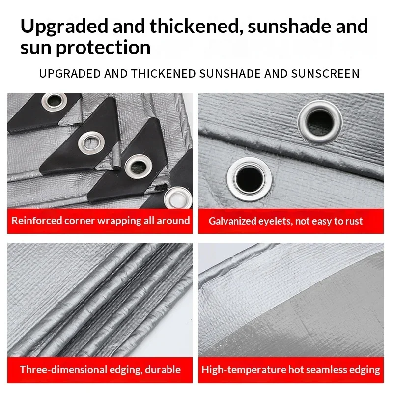 Lona Camión Reforzada Doble Capa Plateada, Impermeable Protección Solar UV Ojales Duradera