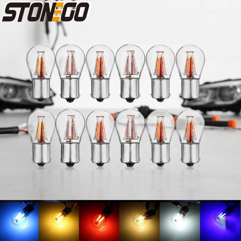 4 COB Filament LED 1156 BAU15S Car Brake Light Parking Lamp 12V Auto Vehicle DRL Lights Reverse Bulb Signal Lamp