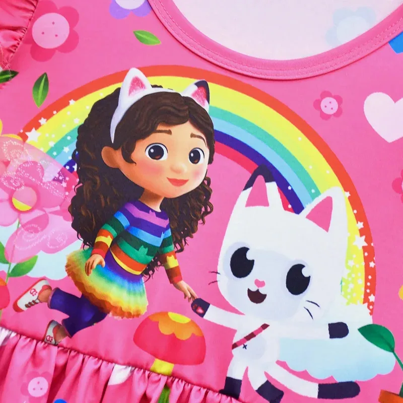 Детское платье принцессы для девочек, костюмы для кукольного домика Габби с героями мультфильмов, летняя одежда, трапециевидные платья с рюшами для маленьких детей, платья для дня рождения