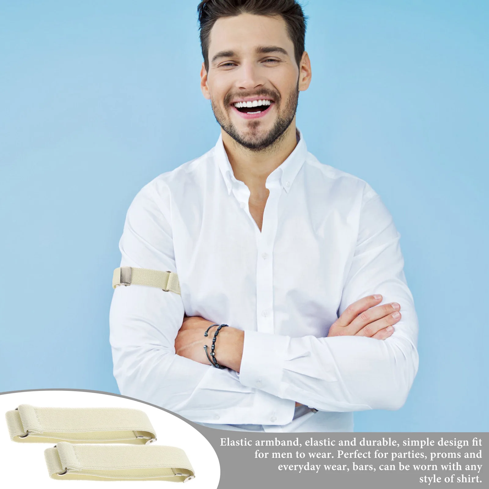 

1 Pair Sleeve Armband Unisex Stretchy Arm Bangle For Men Women Elastic Band Polyester Silk Material Durable Fashion Jewelry