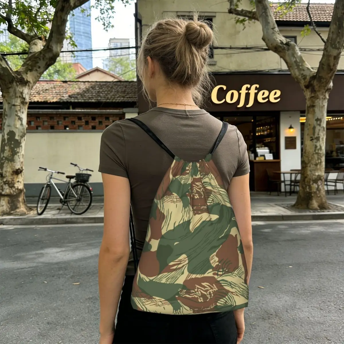 Rhodesian Brush Stroke Camouflage Backpacks Portable Drawstring Bags Storage Bag Book Bags for Man Woman Students