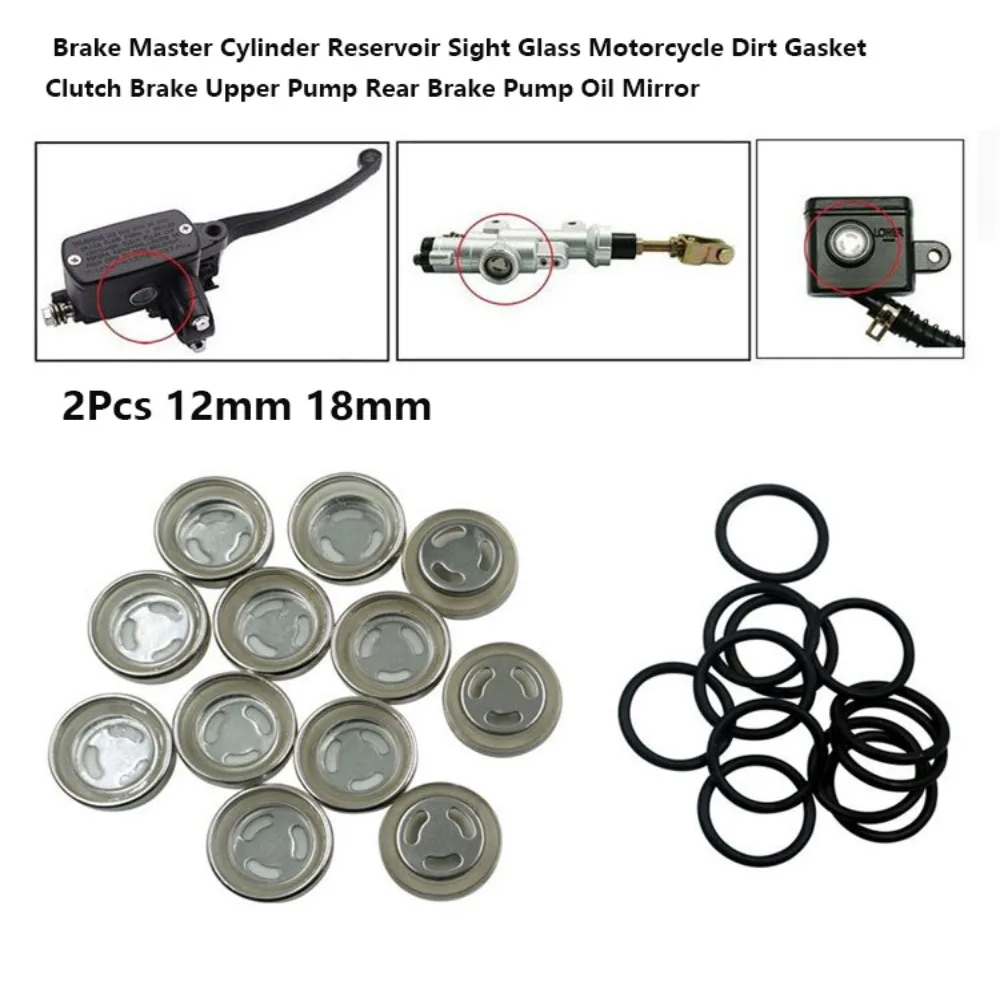 2Pcs 12mm 18mm Observation Window Oil Mirror General 2 Sizes Brake Master Cylinder Reservoir Sight Glass Oil Mirror