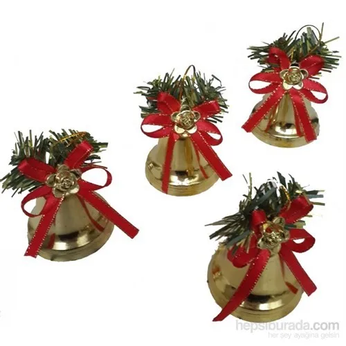 4 pcs Yellow Bell Christmas Ornament