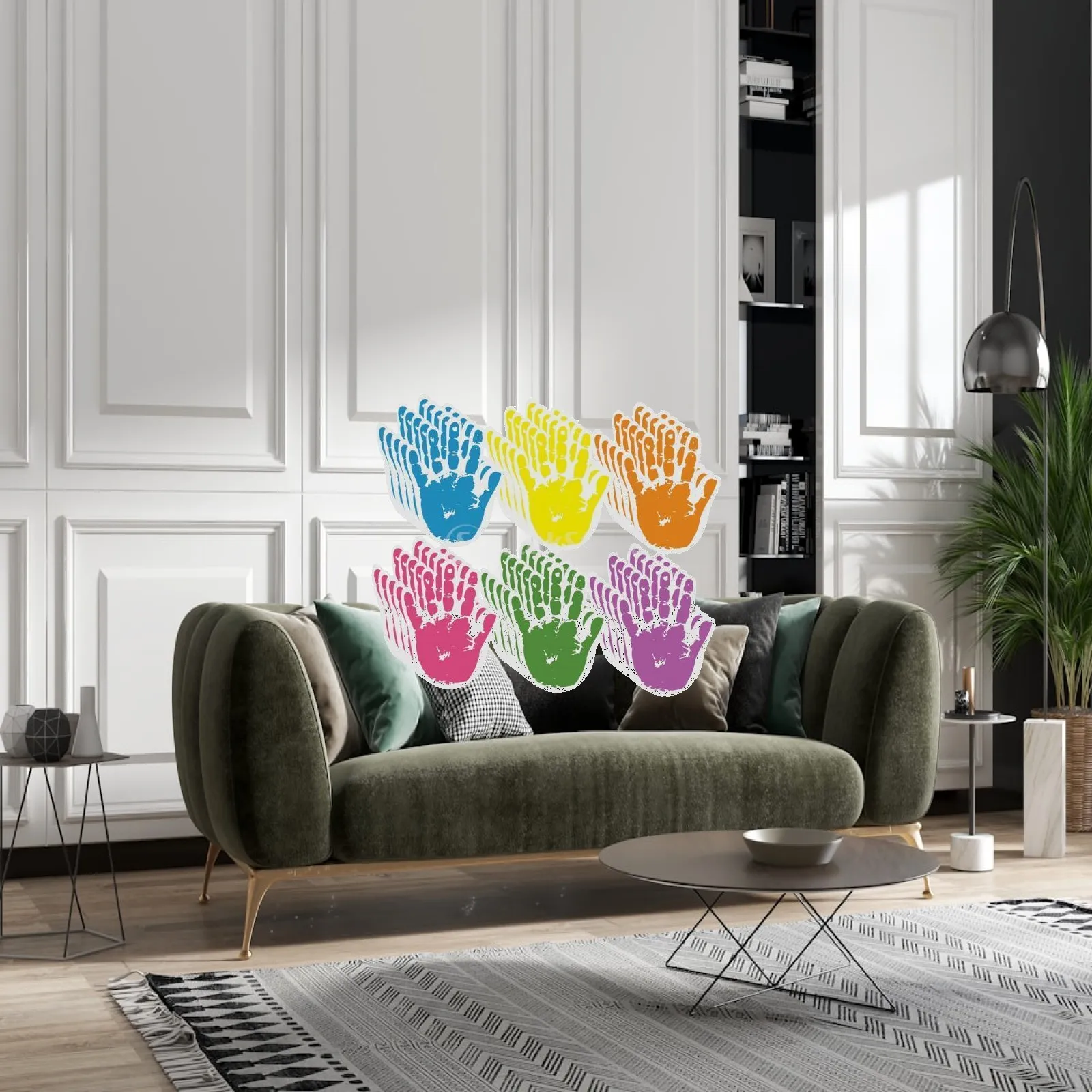 Colorful Paper Cutouts Multicolor Hand Print Shapes Classroom Bulletin Board Decor DIY Labels for School Notebooks