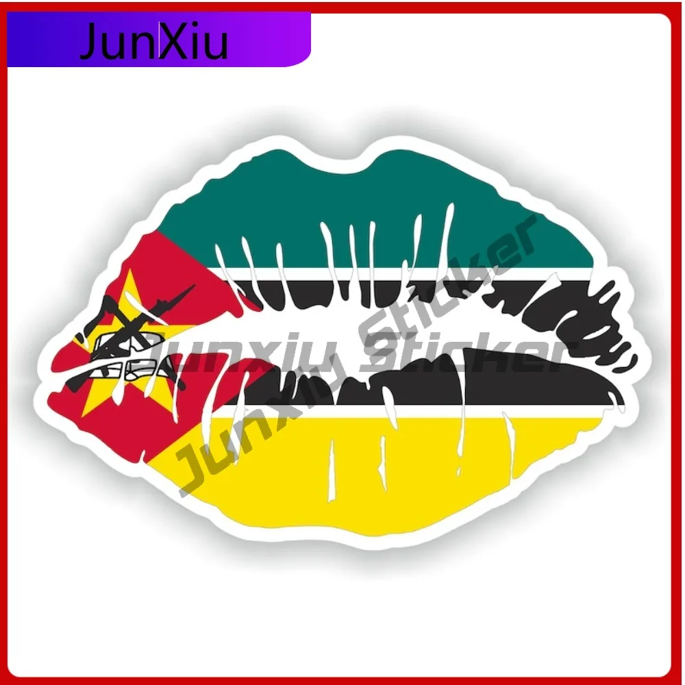 

Mozambique Flag Lips Shape With National Emblem Vinyl Decals Stickers Motorcycle Decoration Funny Suv Window Camping Sticker Pvc