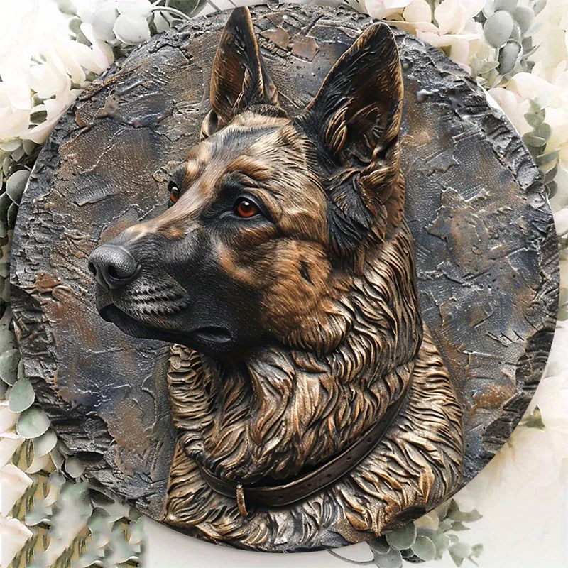 

German Shepherd Dog Sculpture, Crafted from Durable Aluminum Metal, Perfect Decoration for Home, Office, Outdoor Spaces