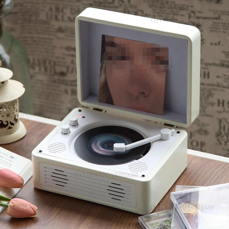 Retro CD player, Bluetooth speaker, listen to albums, music all-in-one player, vinyl records, CDs, discs, and high sound quality view 2