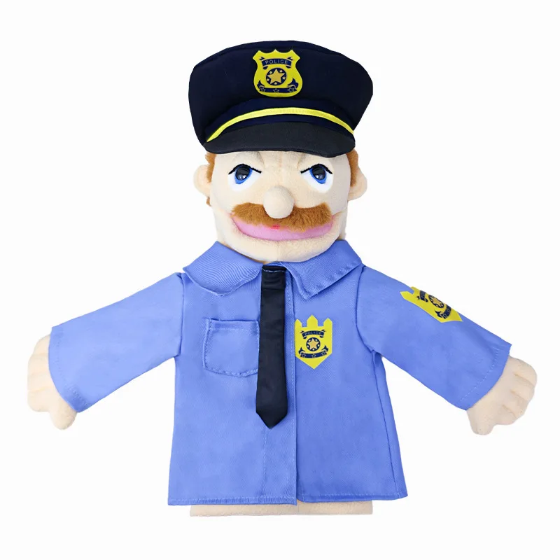 

High Quality Cartoon Professional Hand Puppet Plush Toy Police Mouth Move
