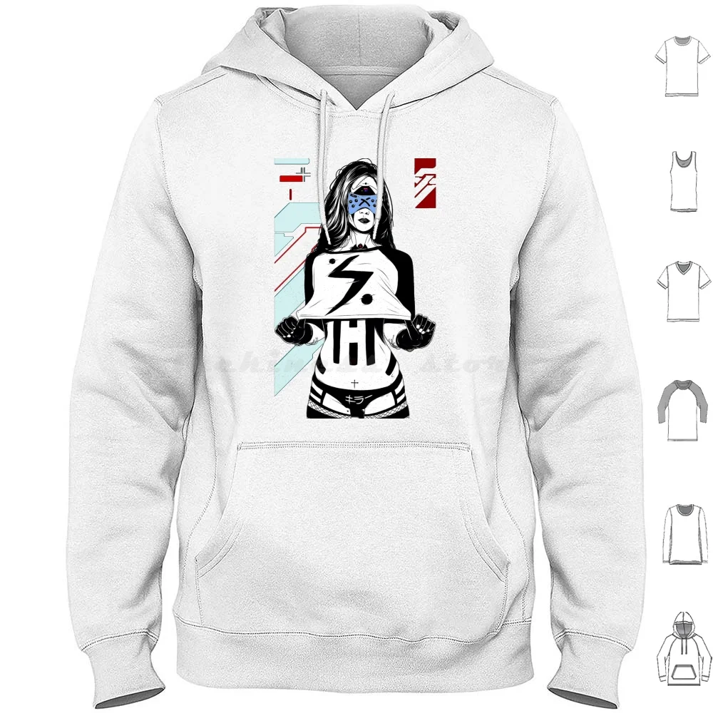 Cyborg Girl Futuristic Style Hoodie cotton Long Sleeve Cyborg Girl Vaporwave Japanese Hipster Future Fashion Urban Style Cyber