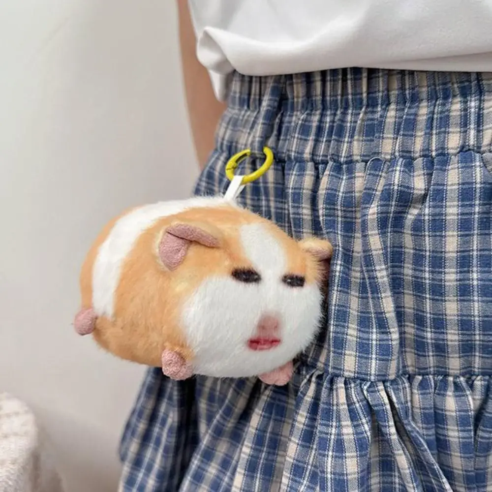 面白いクリエイティブなぬいぐるみオランダ豚ペンダント、音声付きソフトぬいぐるみキーホルダー、かわいいふわふわ漫画豚人形、誕生日プレゼント