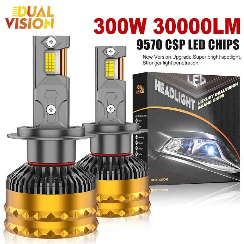 

K5C H4 H11 LED Headlight 30000LM 300W CANBUS Lights H7 H8 9005 9006 HB3 HB4 9012 HIR2 Auto Fog Lamps Double Copper 6000K White