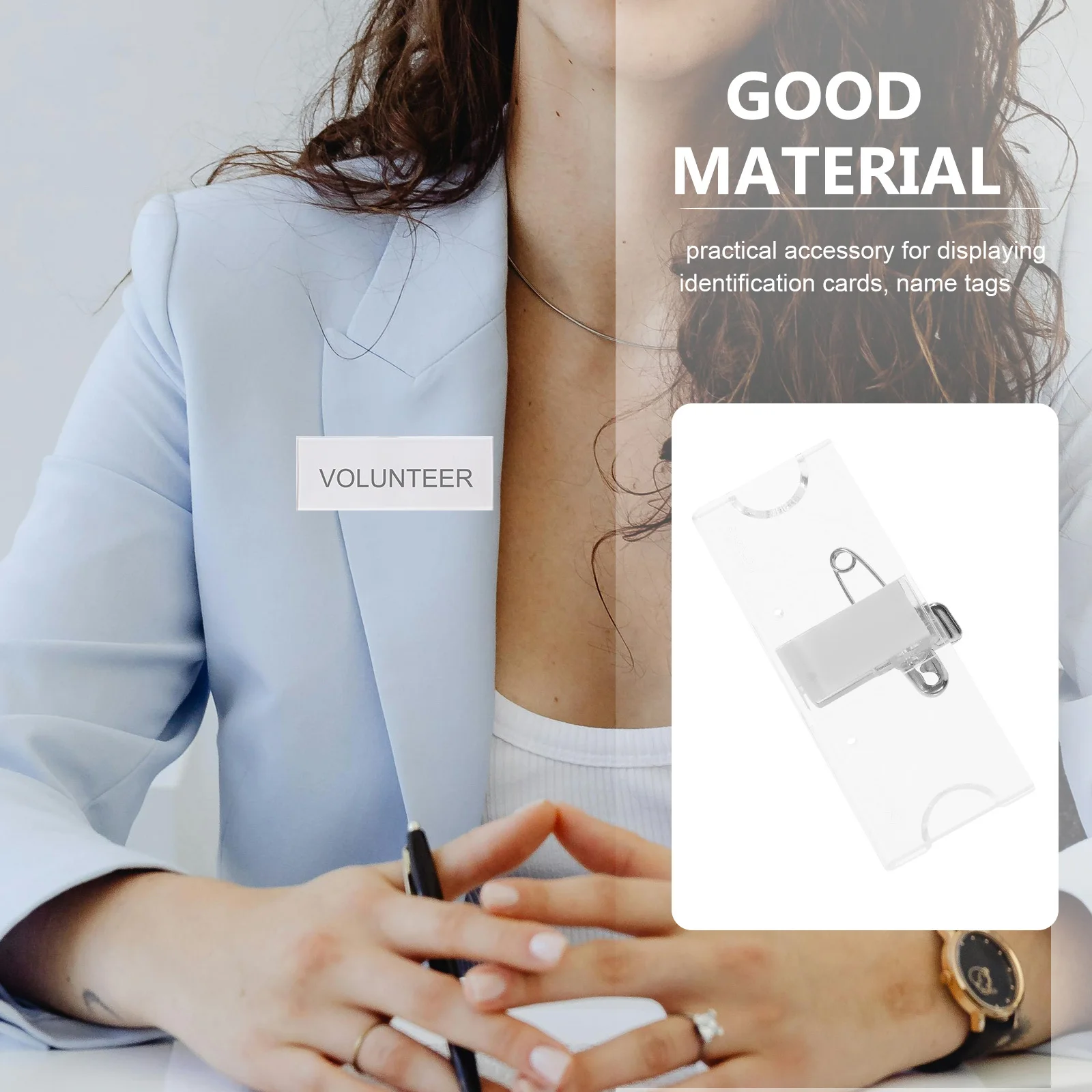 

10Pcs Badge Holders Acrylic Transparent Name Badge Clip Permission Tag Holders for Office Work Name Tag Holder