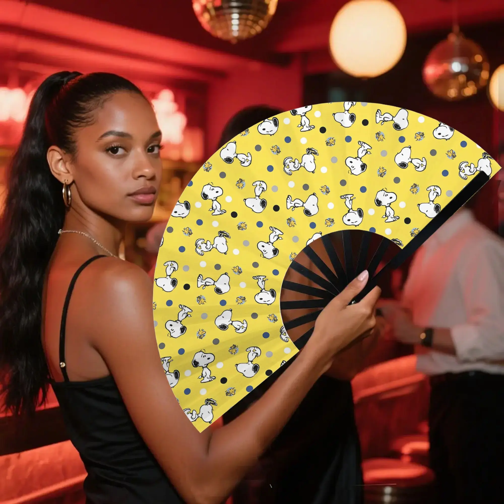 Cute Cartoon S-Snoopys Traditional Folding Fan Oriental Art  High-Quality Polyester Fans Gift Classic Decorative Hand Fan view 6