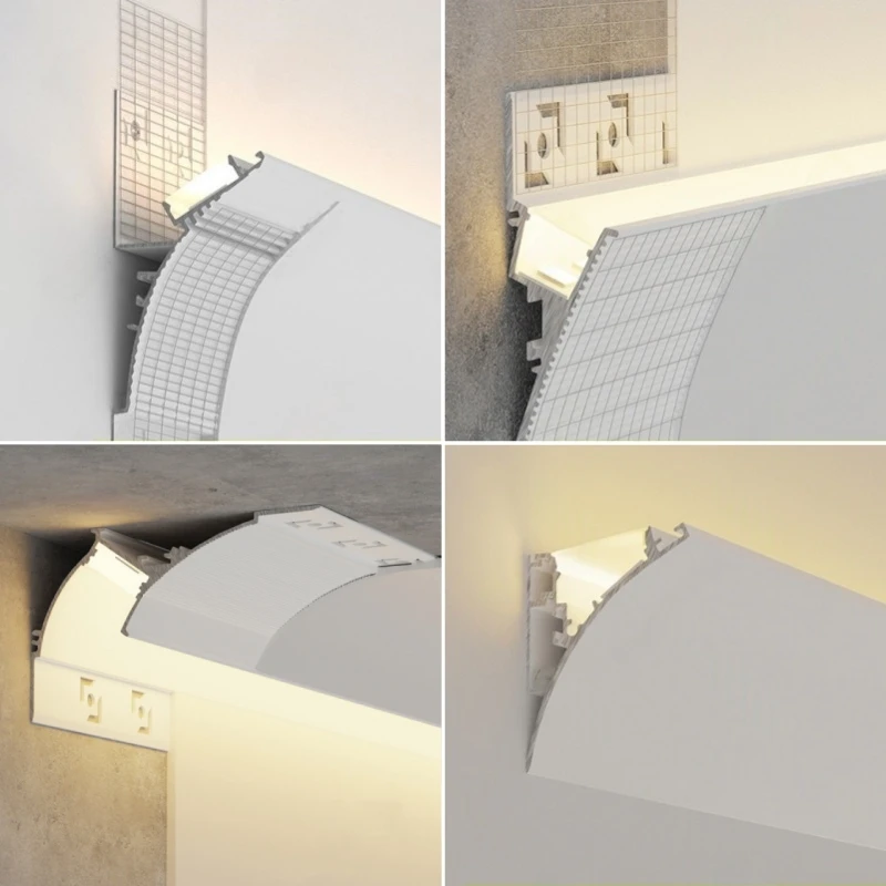 

Free Ceiling LED Aluminum Profile Invisible Frameless Gypsum Channel Top Corner Line Lamp Waistline Wall Washer Backlight Light