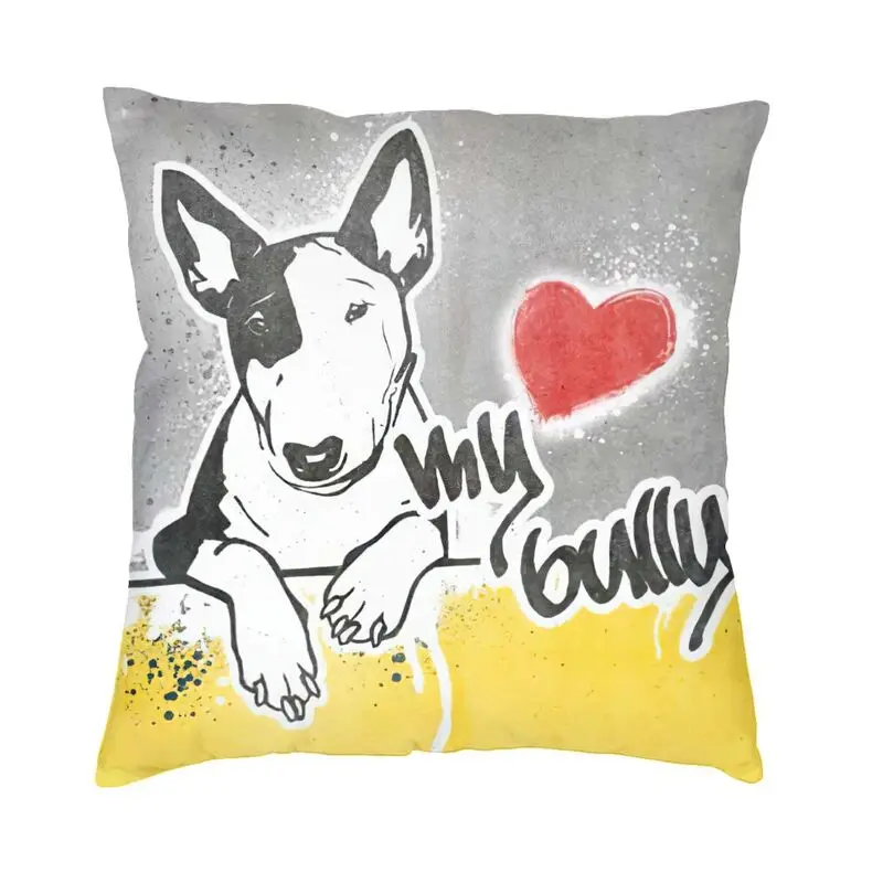 Bull Terrier Street Art Luxury Throw Pillow Covers Home Decor Dog Portrait Graffiti Chair Cushion