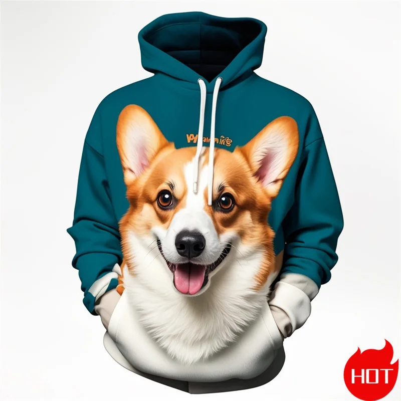 

Autumn Harajuku 3D Printing Pembroke Welsh Corgi Hoodies For Men Cute Animal Corgi Graphic Hooded Hoody Fashion Sweatshirts Tops